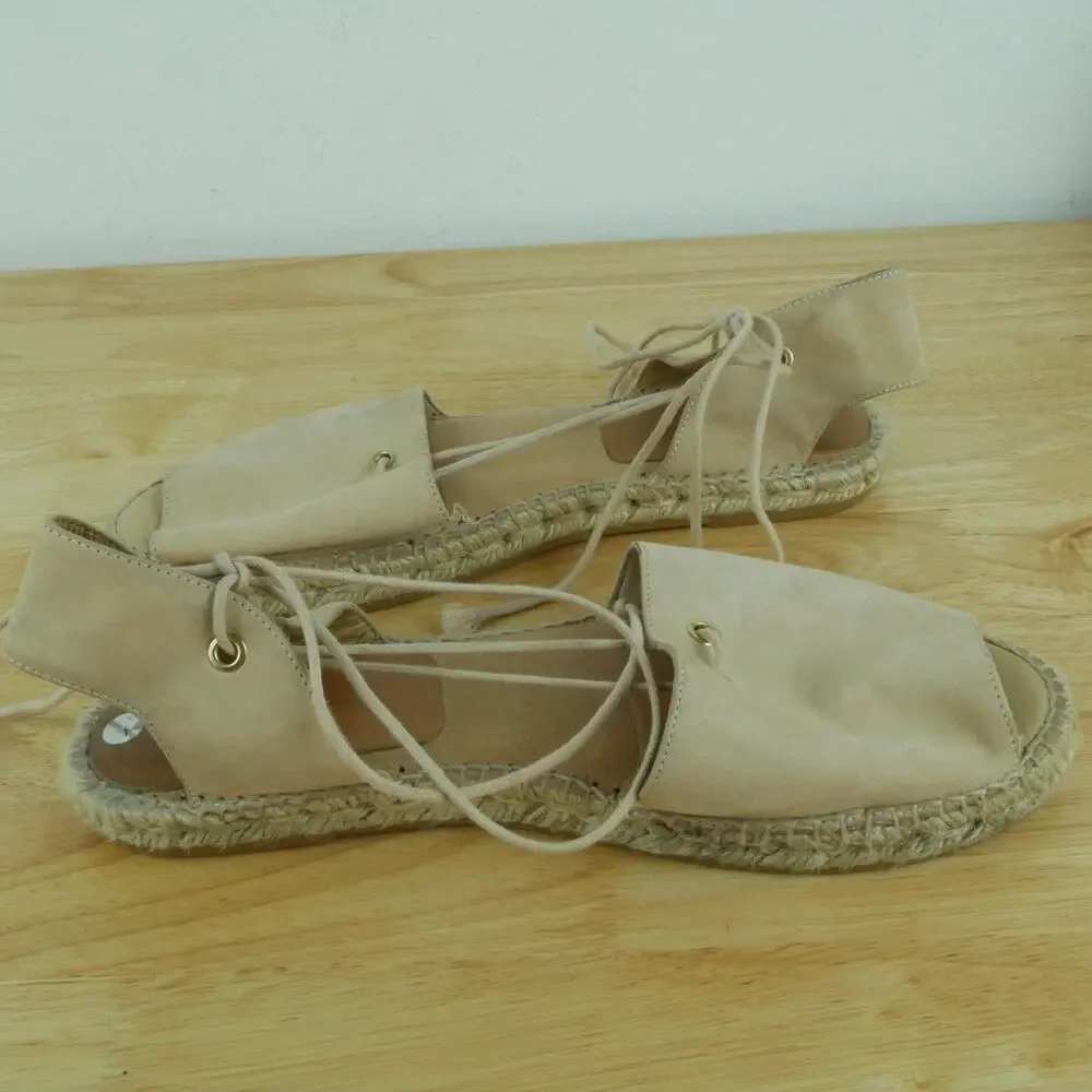 Kanna EU 41 US 10 Espadrilles Ankle‎ Tie Sandals Preppy Coastal Resort Vacation